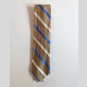 Brooks Brothers Men's Striped Tie  - Tan, Blue, White - 100% Silk